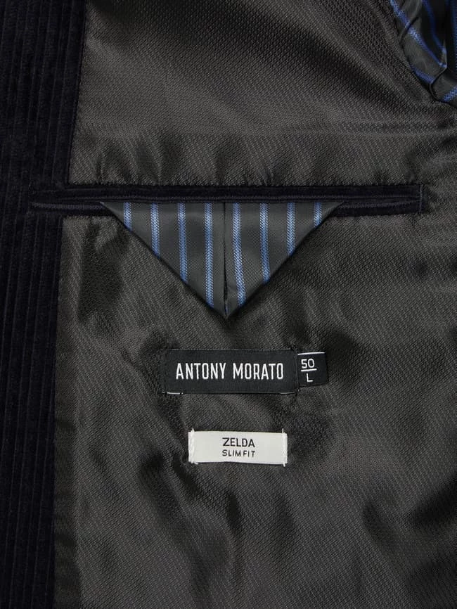 Bestpreis ? Antony Morato Slim Fit 2-Knopf-Sakko Aus Cord 'Zelda' - Marineblau ? 5 Bestpreis ? Antony Morato Slim Fit 2-Knopf-Sakko Aus Cord 'Zelda' - Marineblau ? – Bild 5