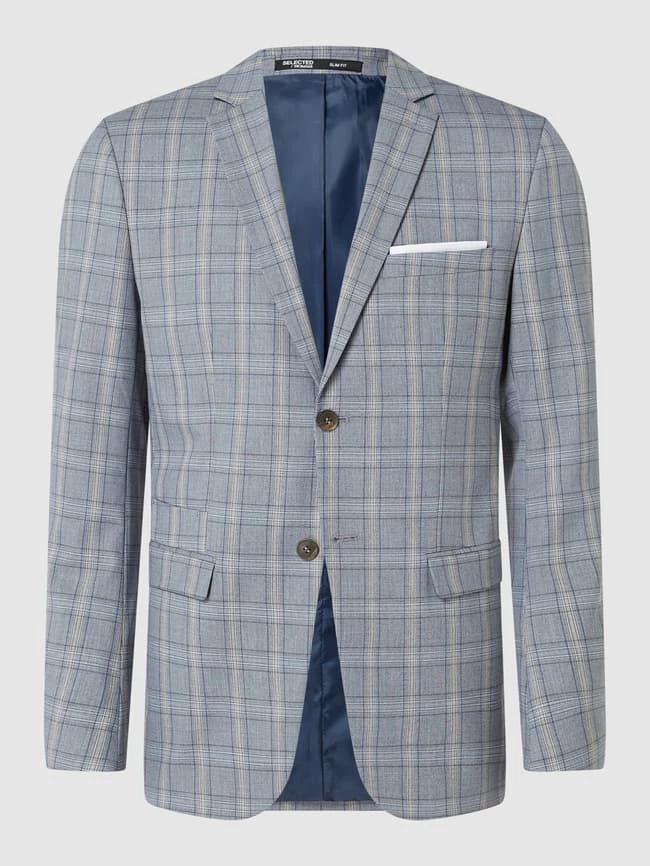 Auslauf ✔️ Selected Homme Slim Fit 2-Knopf-Sakko Mit Viskose-Anteil Modell 'Logan' - Hellblau ? 1 Auslauf ✔️ Selected Homme Slim Fit 2-Knopf-Sakko Mit Viskose-Anteil Modell 'Logan' - Hellblau ?