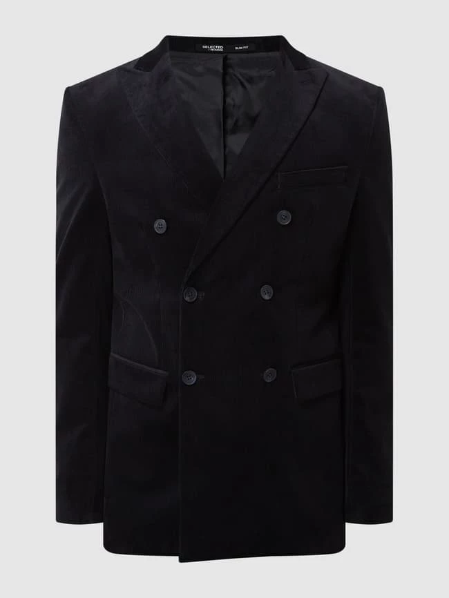 Besorgen ⭐ Selected Homme Slim Fit Sakko Aus Cord Modell 'Oakland' - Dunkelblau ? 2 Besorgen ⭐ Selected Homme Slim Fit Sakko Aus Cord Modell 'Oakland' - Dunkelblau ? – Bild 2