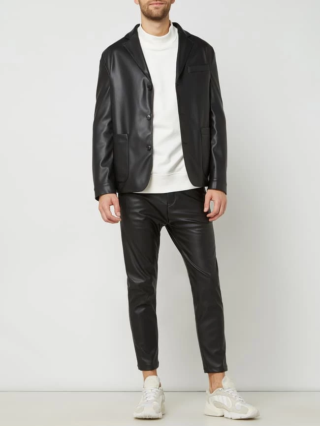 Brandneu ? Drykorn 3-Knopf-Sakko In Leder-Optik Modell 'Roth' - Schwarz ? 1 Brandneu ? Drykorn 3-Knopf-Sakko In Leder-Optik Modell 'Roth' - Schwarz ?